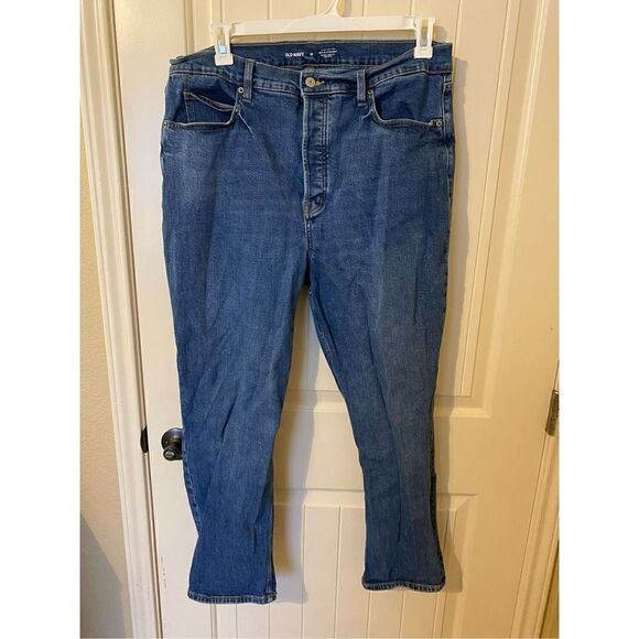 Old Navy Sky-Hi Straight Button Fly Medium Wash Jeans - Size 16 - Picture 1 of 10